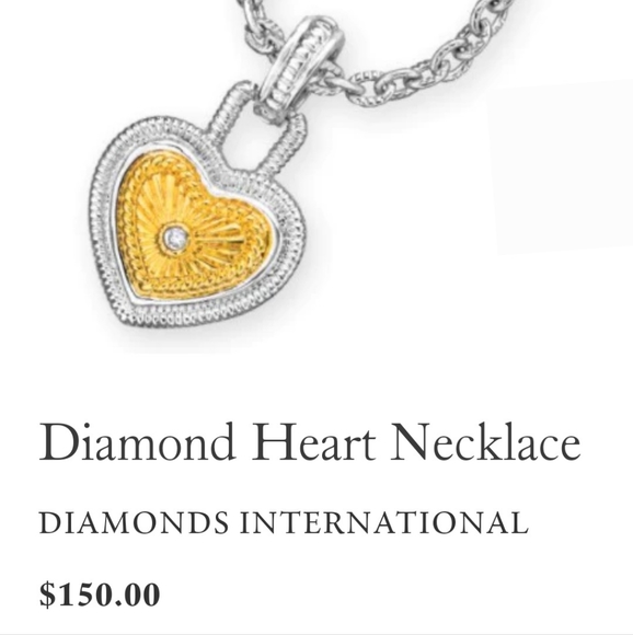 Heart Shaped Necklace .02 Ctw Diamond w Silver Tone Chain L11 - Picture 4 of 4